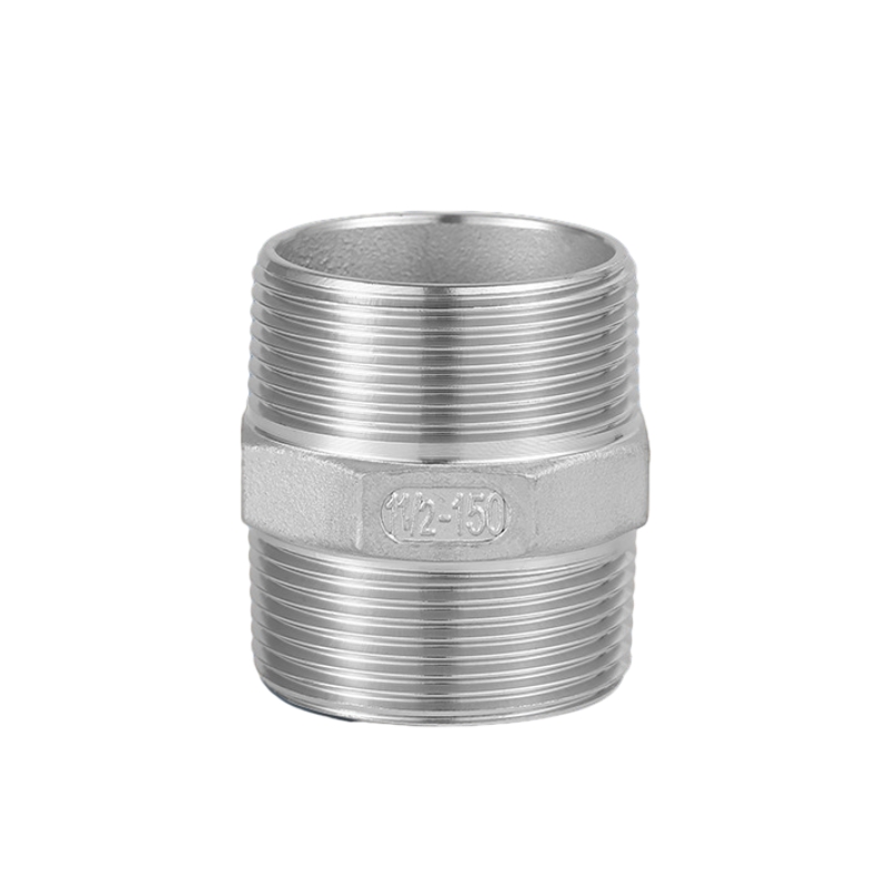 Stainless steel hex threaded nipple fitting nPT benang di kedua ujungnya