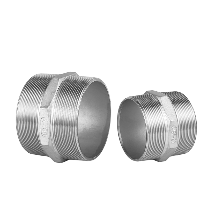 Stainless steel hex threaded nipple fitting nPT benang di kedua ujungnya