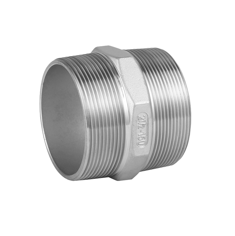 Stainless steel hex threaded nipple fitting nPT benang di kedua ujungnya