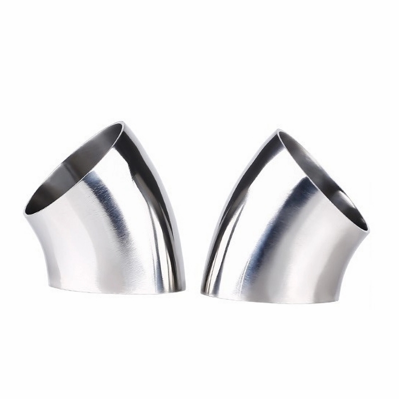 Bokong dinding tipis las baja stainless 45 ° Radius pendek belokan tabung