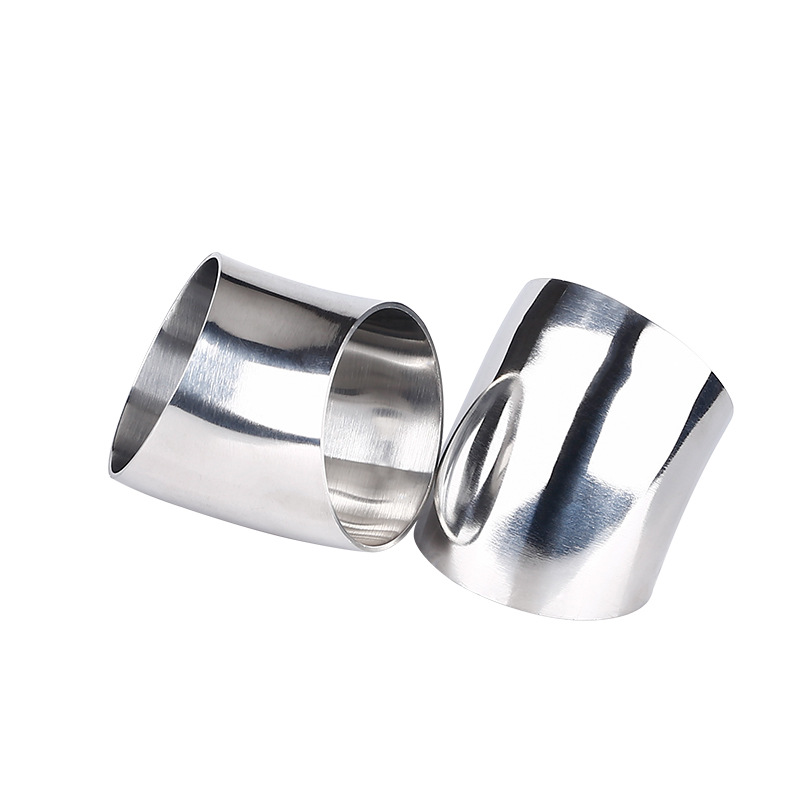 Bokong dinding tipis las baja stainless 45 ° Radius pendek belokan tabung