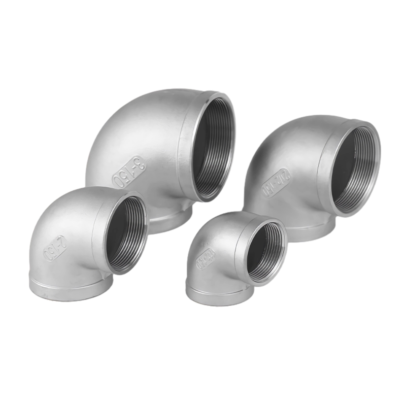 316L stainless steel panas dicelupkan berulir 90 ° fitting pipa siku