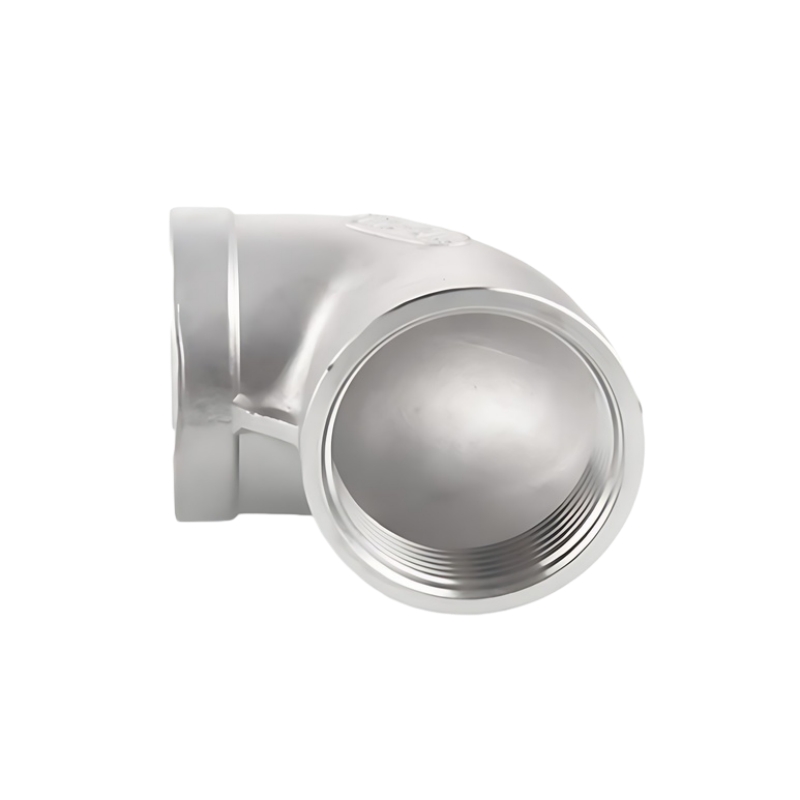 316L stainless steel panas dicelupkan berulir 90 ° fitting pipa siku