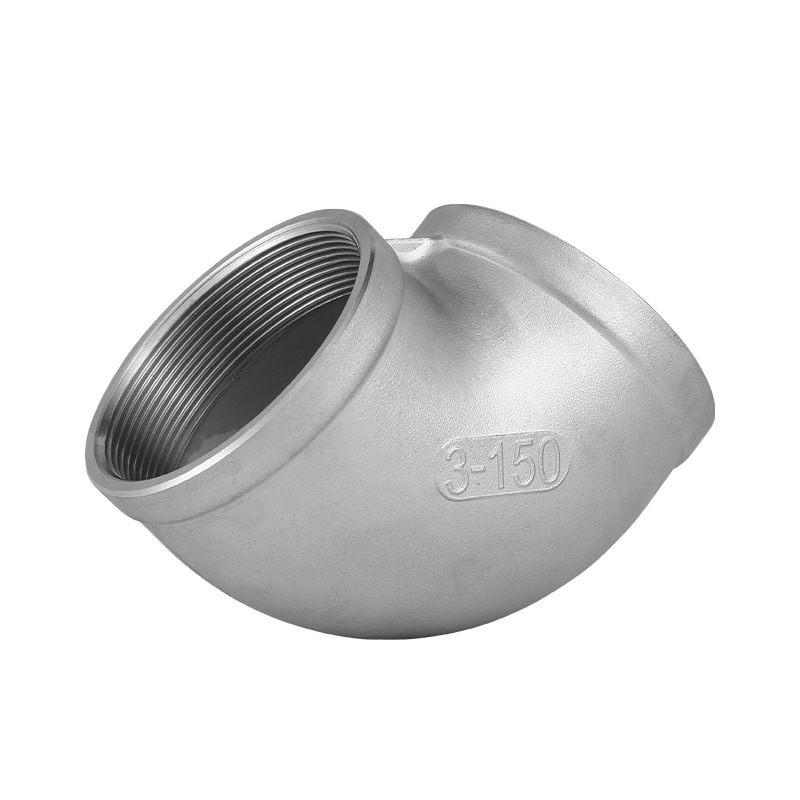 316L stainless steel panas dicelupkan berulir 90 ° fitting pipa siku