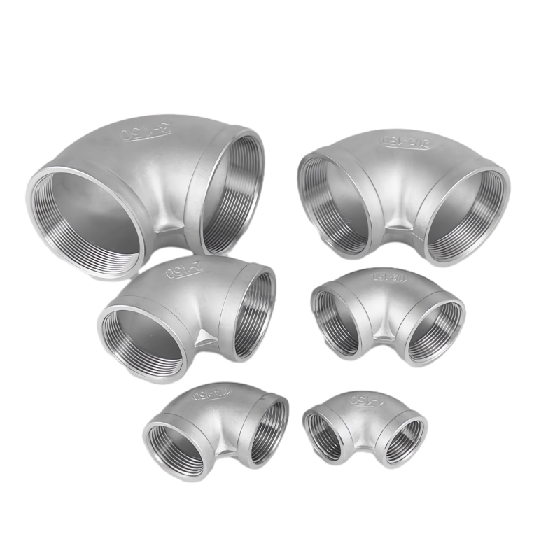 316L stainless steel panas dicelupkan berulir 90 ° fitting pipa siku