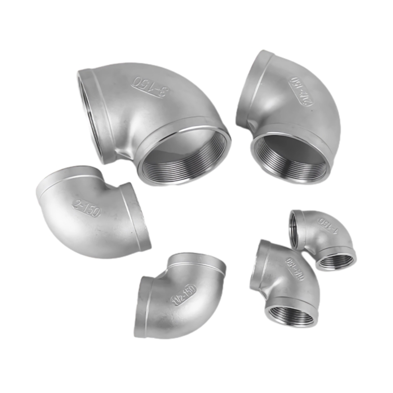 316L stainless steel panas dicelupkan berulir 90 ° fitting pipa siku